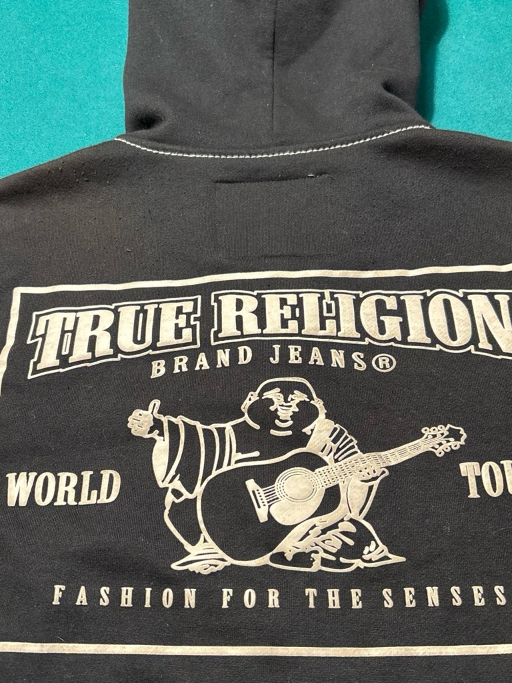 True Religion Black Graphic Zip/Up Hoodie , M , $54